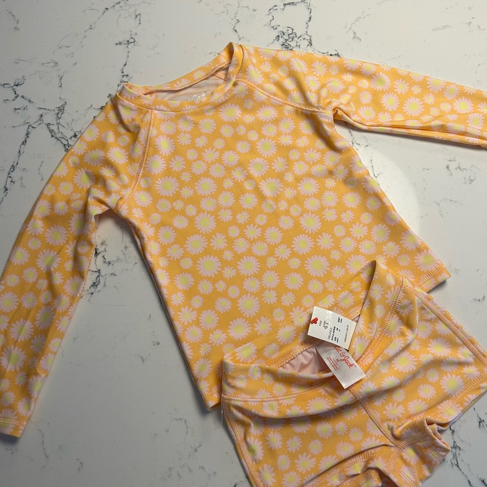 Cat & Jack 4T 2pc floral rash guard swim set